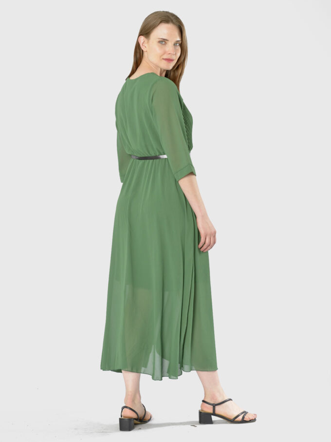 Vestido Cruzado Plizado Italiano Verde