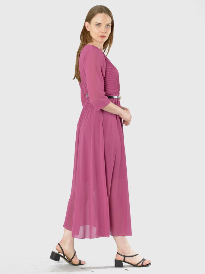 Vestido Cruzado Plizado Italiano Fucsia